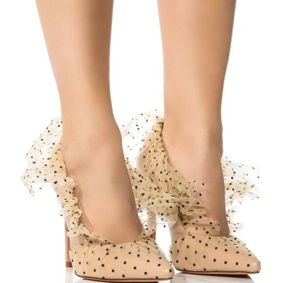 AZALEA WANG " PERFECTED PERSONIFIED " TULLE POLKA DOT /  NUDE  (BRAND NEW !!!!! - Picture 1 of 7